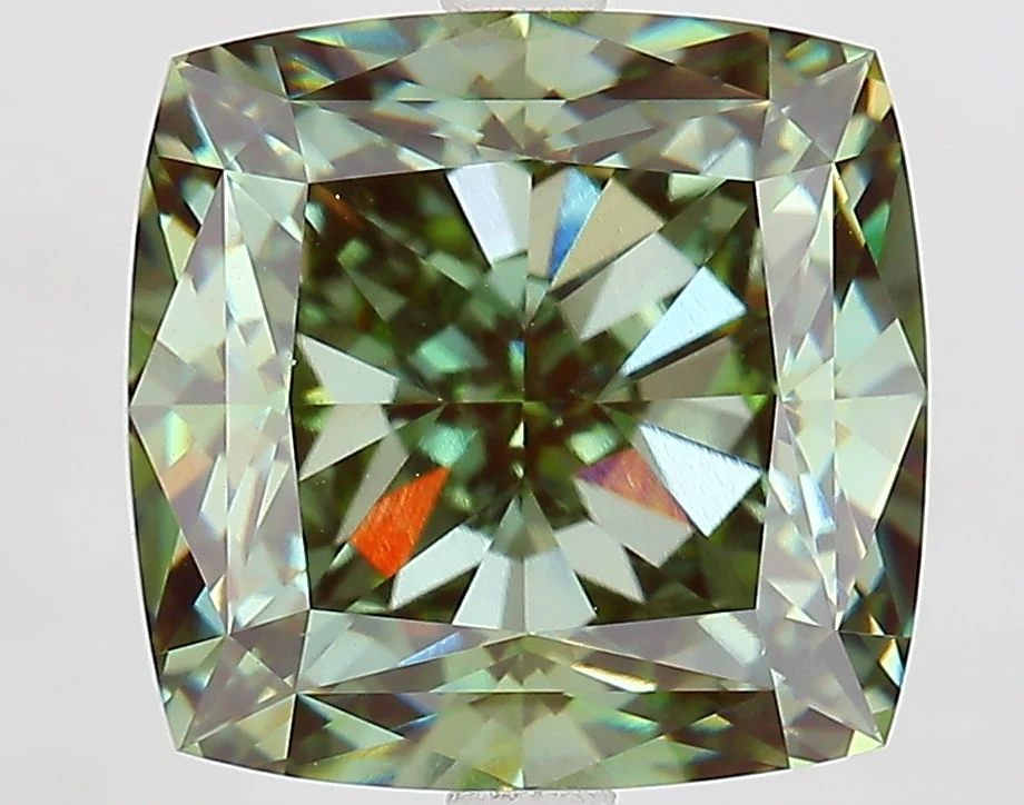 7.66 ct. Fancy Vivid Green/VS1 Cushion Modified Lab Grown Diamond