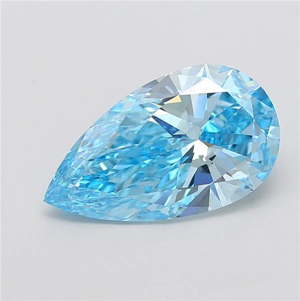 8.02 ct. Fancy Vivid Blue/VS2 Pear Lab Grown Diamond