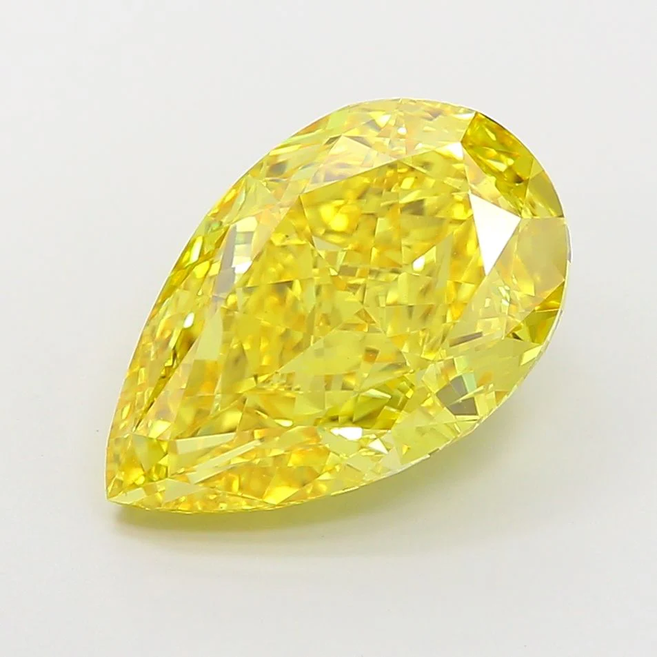 9.01 ct. Fancy Vivid Yellow/VS1 Pear Lab Grown Diamond