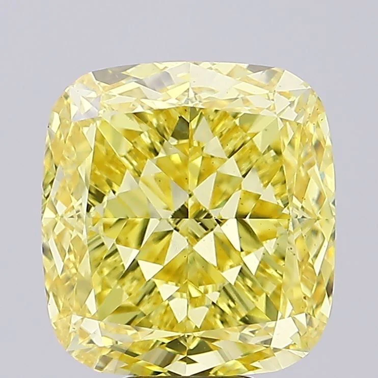 9.11 ct. Fancy Vivid Yellow/VS1 Cushion Modified Lab Grown Diamond