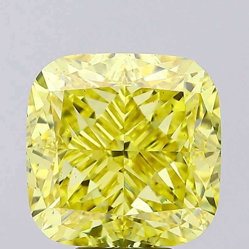 9.15 ct. Fancy Vivid Yellow/VS1 Cushion Modified Lab Grown Diamond