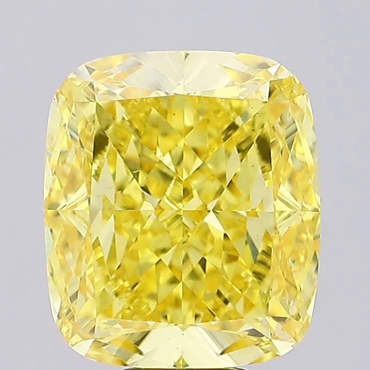 9.65 ct. Fancy Vivid Yellow/VS1 Cushion Modified Lab Grown Diamond